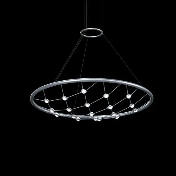 The Constellation LED Pendant delivers modern sophistication with its 38-inch linear profile and faceted acrylic lens. Integrated LED technology provides energy-efficient illumination with excellent color rendering, while the bright satin aluminum finish adds refined contemporary style.