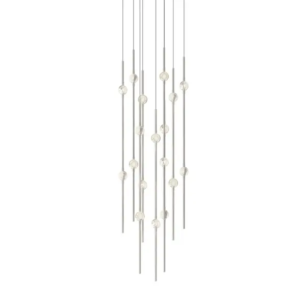 The Constellation pendant delivers modern elegance with its geometric faceted acrylic design and integrated LED technology. At 11.5 inches wide, it provides focused illumination perfect for intimate spaces while the satin nickel finish adds refined sophistication.