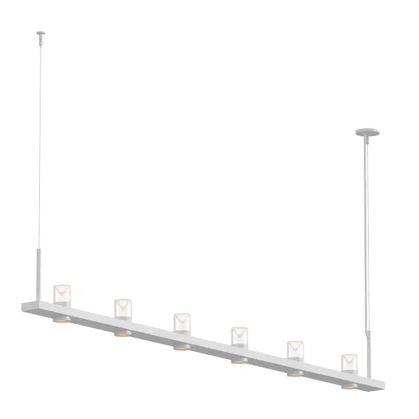 The Intervals pendant delivers museum-quality lighting across nearly 8 feet with integrated LED technology producing 8670 lumens. Its clean satin white finish and geometric cone diffusers create sophisticated ambient illumination for large spaces.
