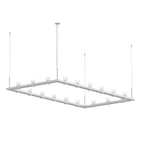 The Intervals LED Pendant makes a bold architectural statement with its impressive 104-inch span and integrated LED technology. The satin white finish and etched glass create soft, even illumination perfect for large dining areas and commercial spaces.