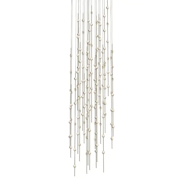 The Constellation LED Pendant delivers exceptional light output through 156 integrated LEDs housed in faceted acrylic, creating a dramatic sculptural presence perfect for large dining and entertaining spaces.