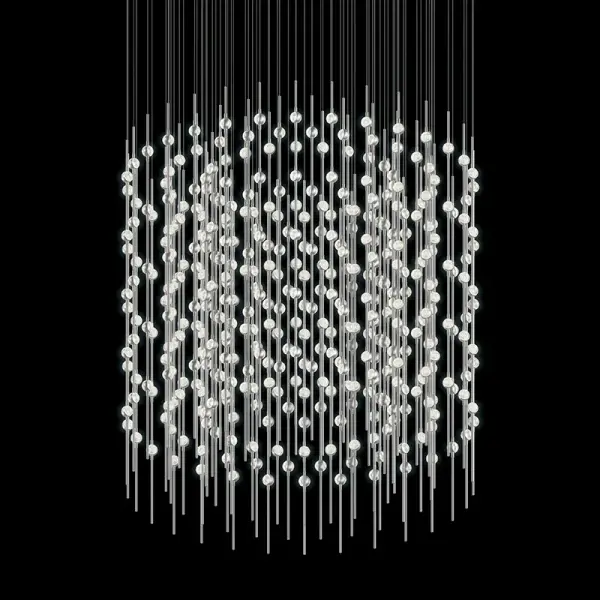 The Constellation pendant transforms any space into a showpiece with 390 integrated LEDs creating a stunning light sculpture. Its 48-inch width and faceted acrylic design deliver both ambient and decorative lighting.