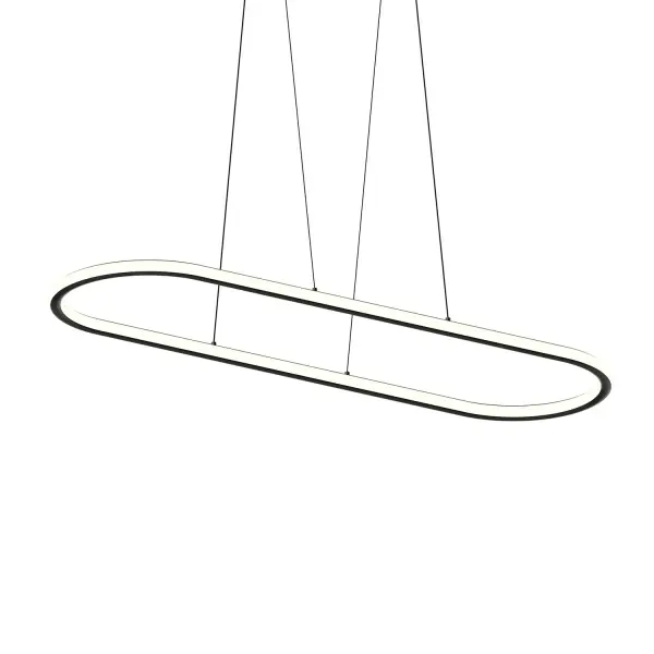The Luna LED Pendant combines contemporary minimalism with high-performance LED technology. Its elongated 61.5-inch profile makes a bold statement over large dining tables and kitchen islands while delivering 4350 lumens of warm, CRI 90 light.