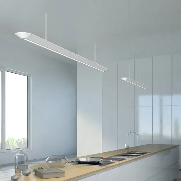 The Glide LED Pendant combines contemporary aluminum styling with efficient LED technology and integrated downlight functionality, making it ideal for task-oriented spaces that demand both style and performance.