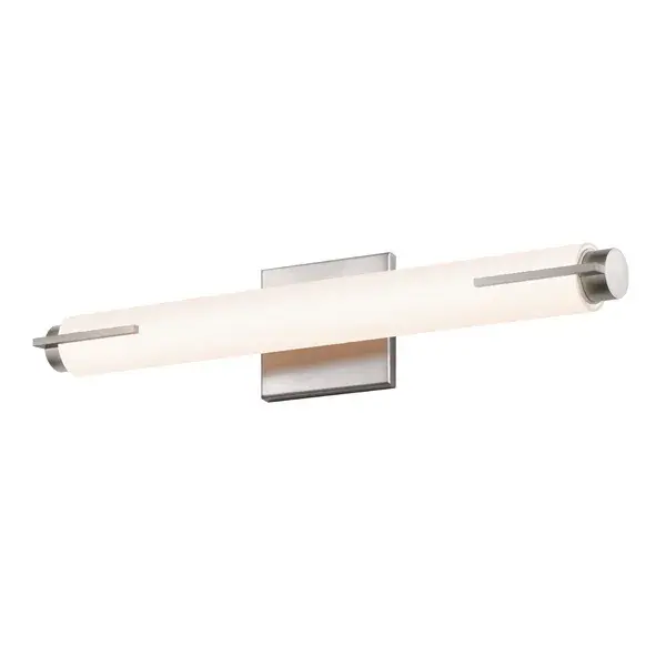 The Tubo Slim LED Bath Bar combines contemporary minimalism with practical functionality. Its slim 19.5-inch profile delivers 744 lumens of warm 3000K light through etched glass, perfect for modern bathrooms. ADA-compliant design and 5-year warranty make it ideal for both residential and commercial applications.