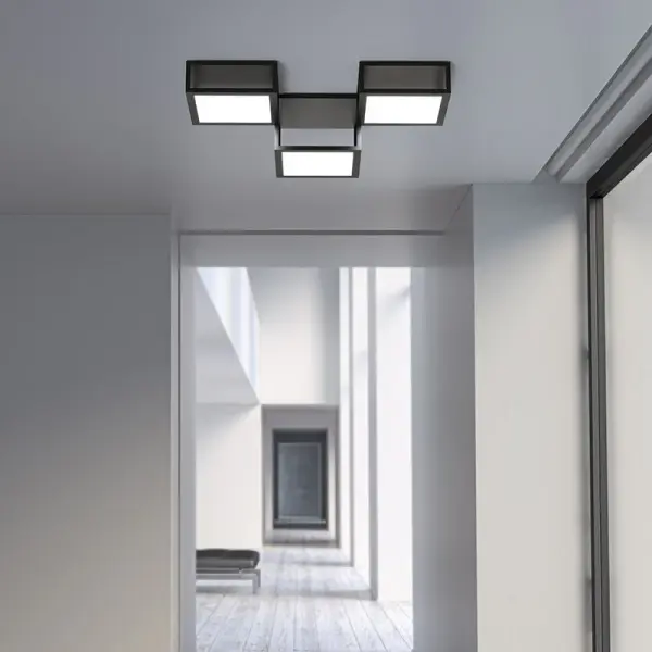 The Cubix LED Surface Mount delivers striking geometric interest with its interconnected cube design. Perfect for spaces requiring low-profile ceiling lighting, this 3-light fixture combines architectural form with efficient LED technology.