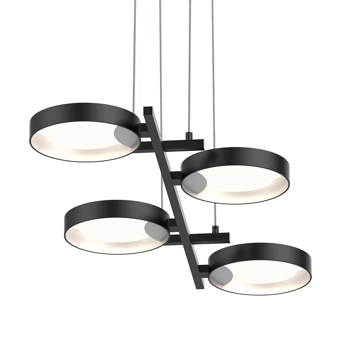 Light Guide Ring LED Linear Pendant in Satin Black