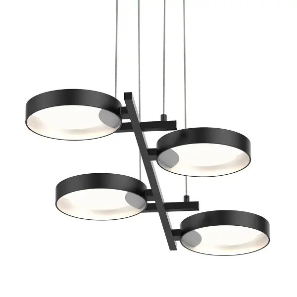 Light Guide Ring LED Linear Pendant in Satin Black