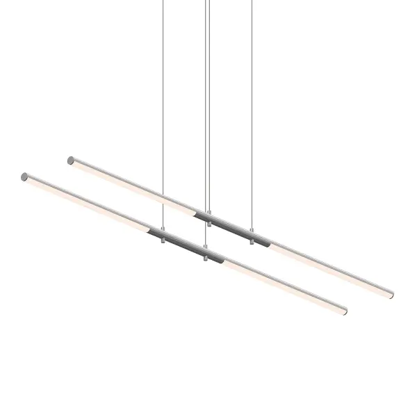 The Tik-Tak LED pendant delivers contemporary minimalism with its slim 47.5-inch profile and polished chrome finish. Integrated LED technology provides bright, energy-efficient illumination ideal for task-oriented spaces.