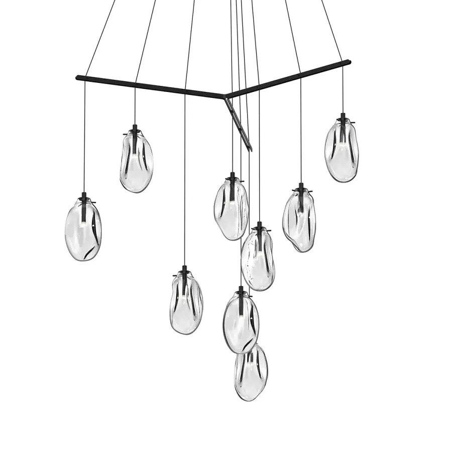 Liquid LED 9-Light Linear Pendant in Satin Black