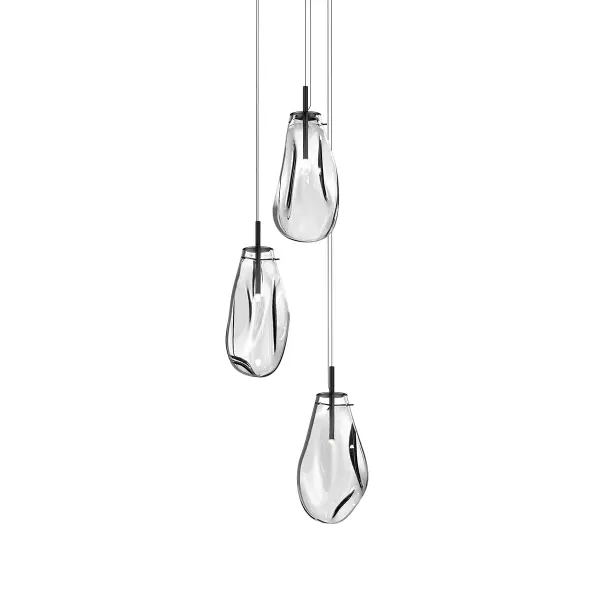 The Liquid LED Pendant combines modern minimalism with functional LED technology. Its satin black aluminum frame and clear glass create a striking visual statement while delivering efficient 3000K warm light. Perfect for contemporary spaces.
