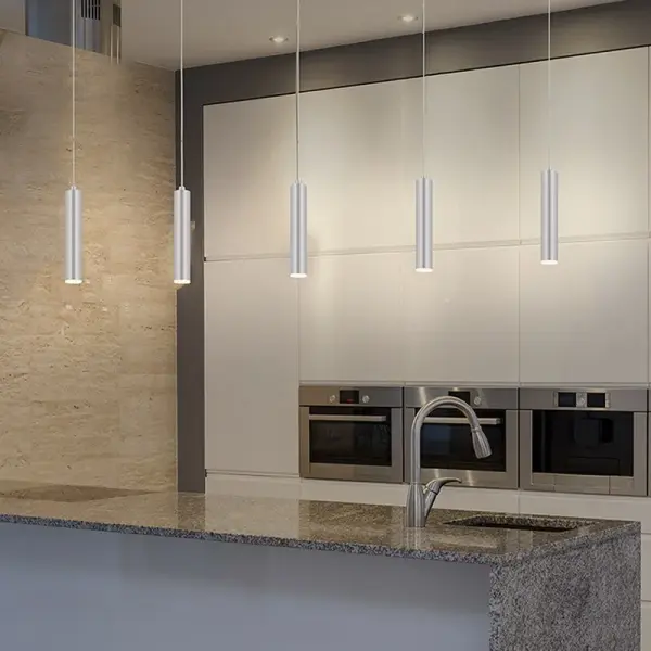 This compact LED pendant delivers contemporary style with its polished chrome finish and minimalist tube design. Ideal for task lighting or creating visual interest in smaller spaces without overwhelming the room.
