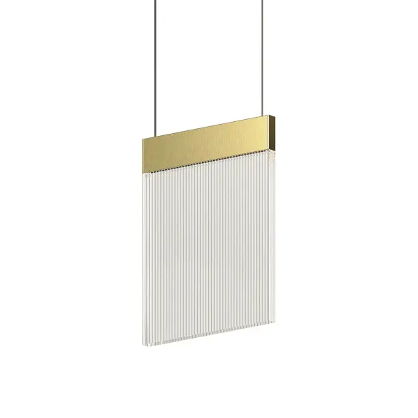 The V Panels LED pendant delivers modern sophistication in a compact 8.75" profile. Its warm brass finish and geometric acrylic panels create visual interest while providing efficient LED illumination ideal for task lighting.