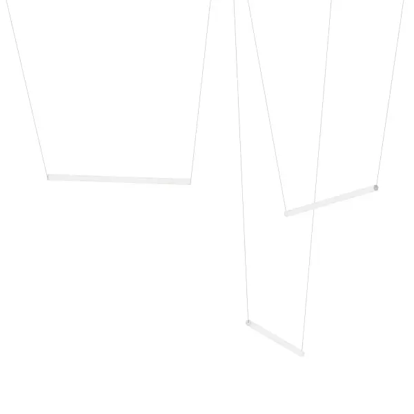 The Yo LED chandelier delivers exceptional light output with 6,538 lumens across three integrated LED modules. Its natural anodized aluminum finish and minimalist design make it a sophisticated choice for modern spaces.