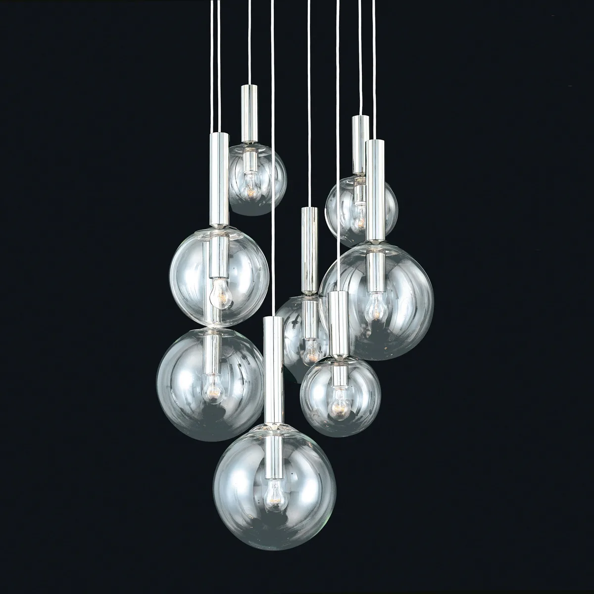 Bubbles 8-Light Pendant in Polished Nickel