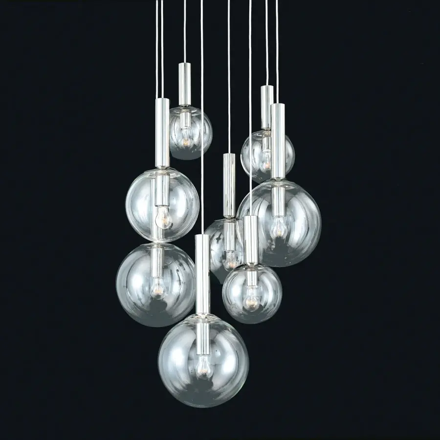 Bubbles 8-Light Pendant in Polished Nickel