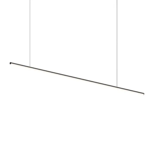 The Fino LED pendant delivers exceptional task lighting with its integrated 3400-lumen LED in a minimalist 70-inch profile. The satin black aluminum body with white optical acrylic diffuser creates clean, even illumination ideal for contemporary spaces.