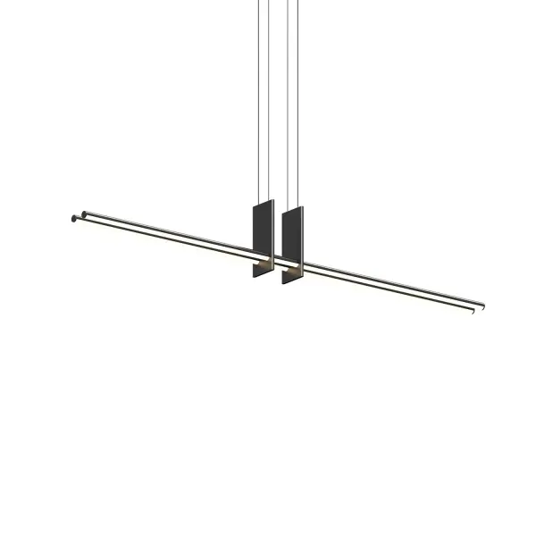 The Fino Duo delivers exceptional task lighting with 7320 lumens from integrated LEDs in a minimalist satin black profile. Its 60-inch span and white acrylic diffuser provide even, glare-free illumination ideal for work surfaces.