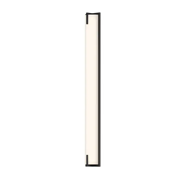 The New Edge LED Bath Bar delivers exceptional task lighting with 2120 lumens from an integrated LED source. Its 40-inch vertical profile and ADA-compliant design make it ideal for full-length mirror installations.