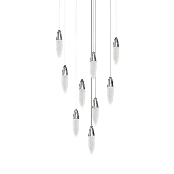 The Sultana LED Pendant combines contemporary design with energy-efficient LED technology. Its 24.5-inch linear profile features nine integrated LED modules housed in clear seeded glass, delivering 2250 lumens of warm 3000K light. The polished chrome finish adds modern sophistication to dining and living spaces.