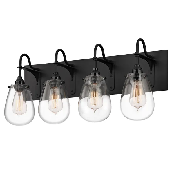 Chelsea Four Light Bath Bar in Satin Black