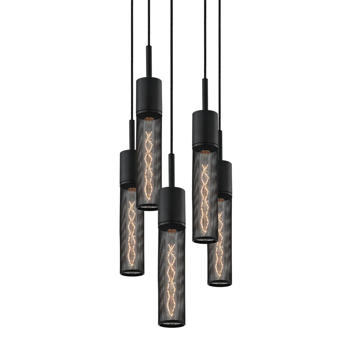 Urban Edge Five Light Pendant in Textured Black
