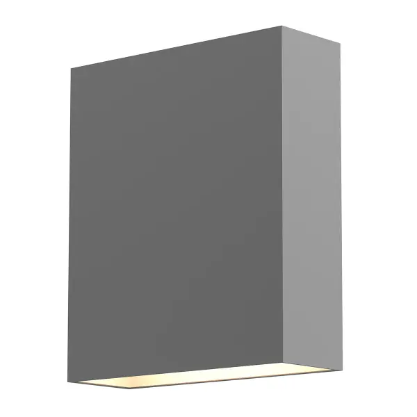 The Flat Box LED sconce delivers efficient, integrated lighting in a sleek textured gray aluminum housing. ADA-compliant and wet-rated for versatile indoor-outdoor use with excellent color rendering.