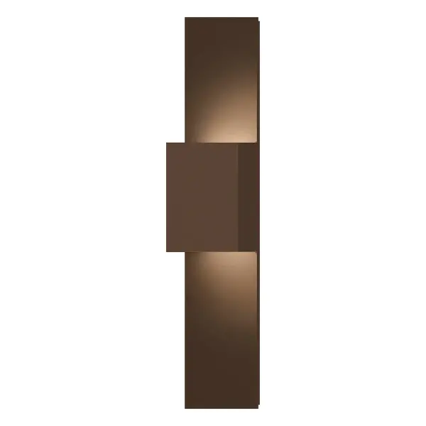 This contemporary wall sconce features a flat box design with integrated LED panels that cast light both upward and downward, creating sophisticated ambient illumination. The polished nickel finish adds refined elegance.
