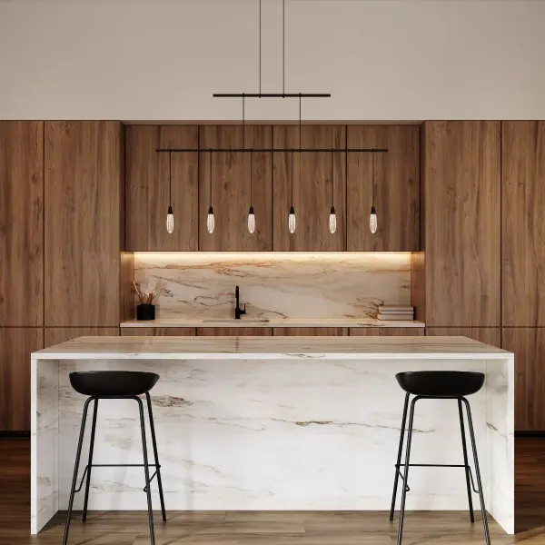 The Suspenders 48" chandelier combines minimalist linear design with sophisticated crystal teardrop luminaires. Its 2-tier configuration creates visual interest while maintaining a clean, horizontal silhouette perfect for modern spaces.
