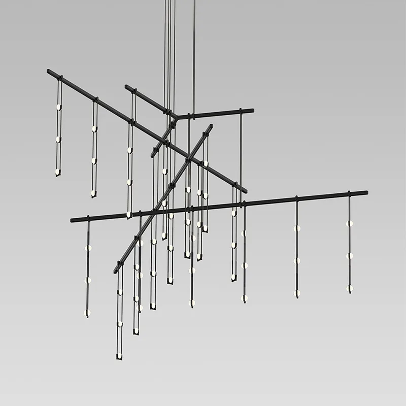 Suspenders 54-Light Crystal Ladder Pendant in Satin Black