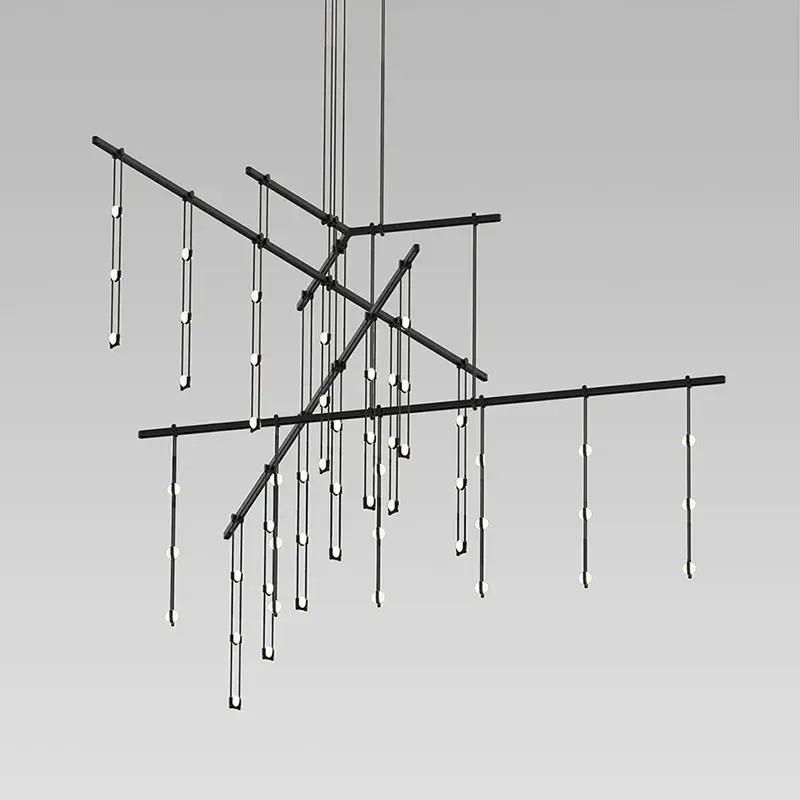 Suspenders 54-Light Crystal Ladder Pendant in Satin Black