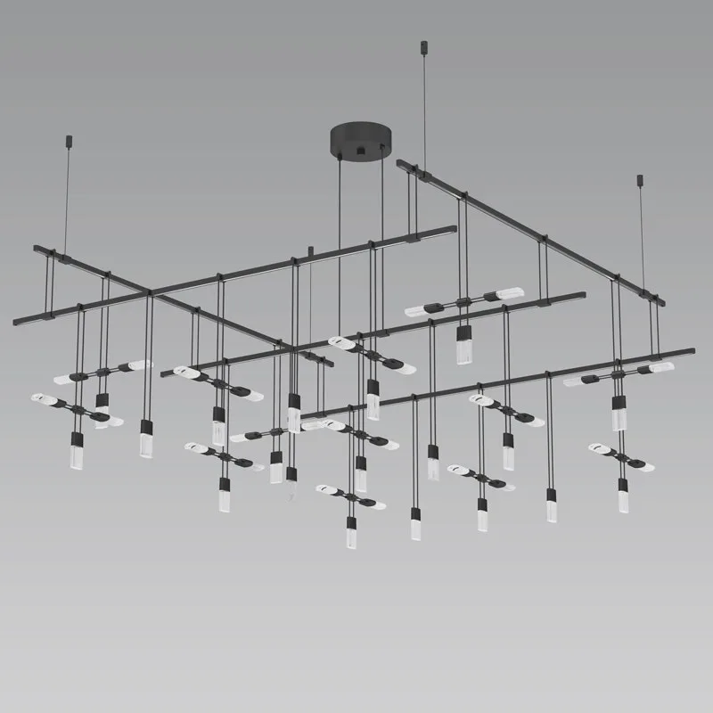 Suspenders 48" 2-Tier Grid with Crystal Chiclet Luminaire