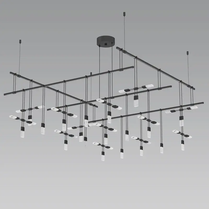 Suspenders 48" 2-Tier Grid with Crystal Chiclet Luminaire