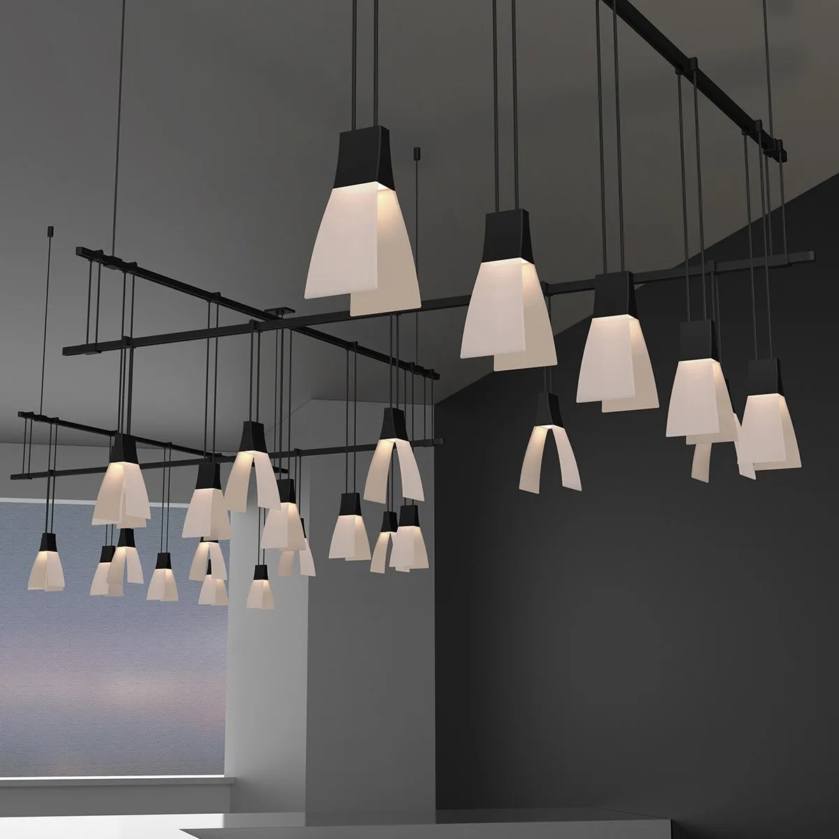 Suspenders 48" 5-Bar Zig Zag with Wings Luminaires