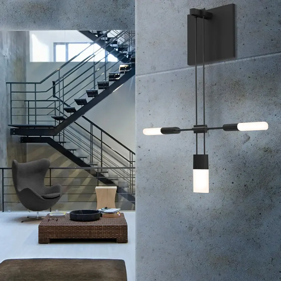 Suspenders Standard Single Sconce with Etched Chiclet Cluster