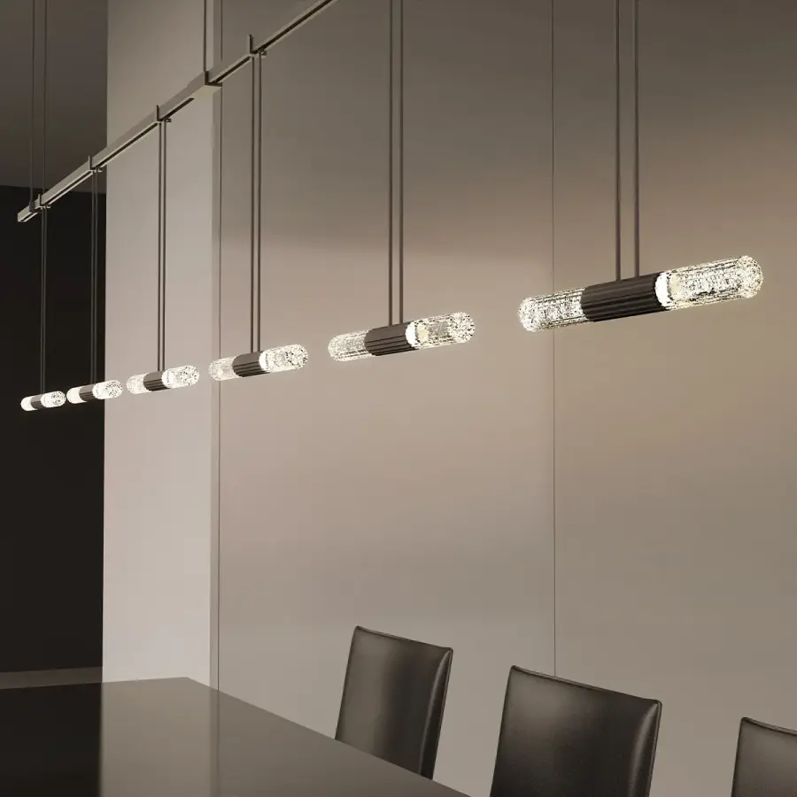 Suspenders 36" Crystal Double Glass Rod Linear Pendant