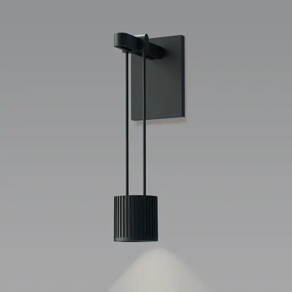 The Suspenders Mini Sconce combines contemporary design with functional flexibility. Its compact suspended cylinder provides focused illumination with a 50° flood lens, perfect for task lighting or accent applications.