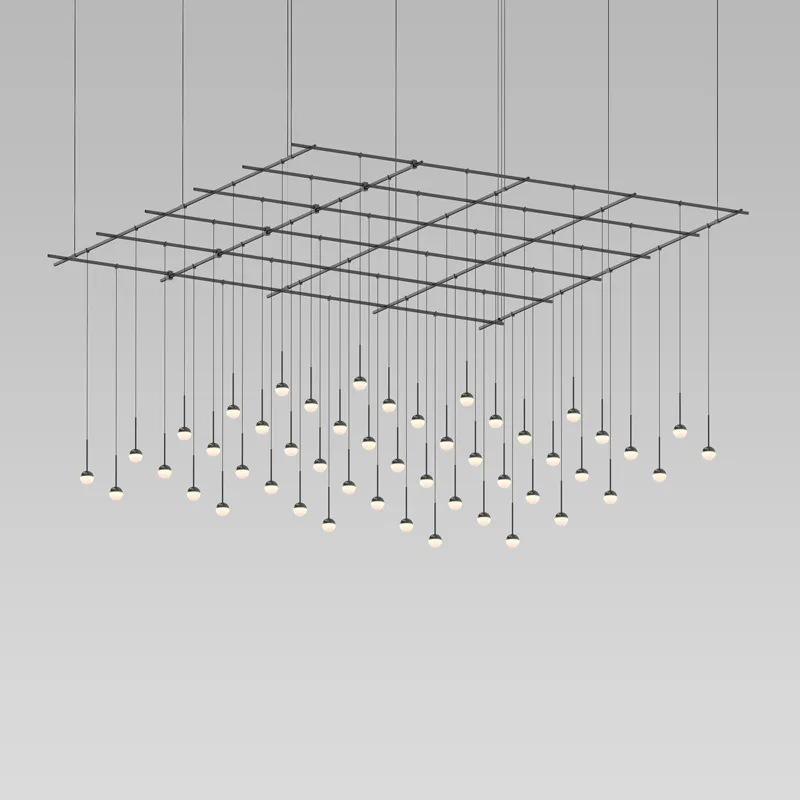 Suspenders 49-Light Linear Chandelier in Satin Black