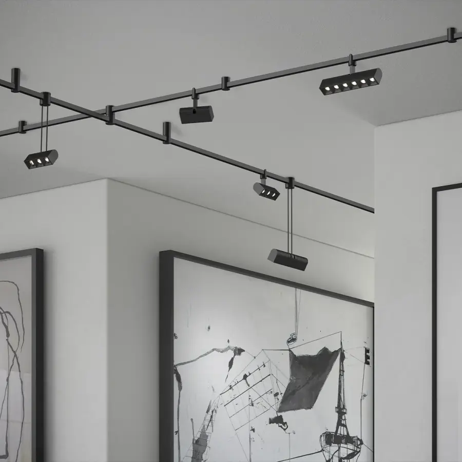 Suspenders 2-Bar Freeform Surface Mount with 3-Cell + 6-Cell Luminaires