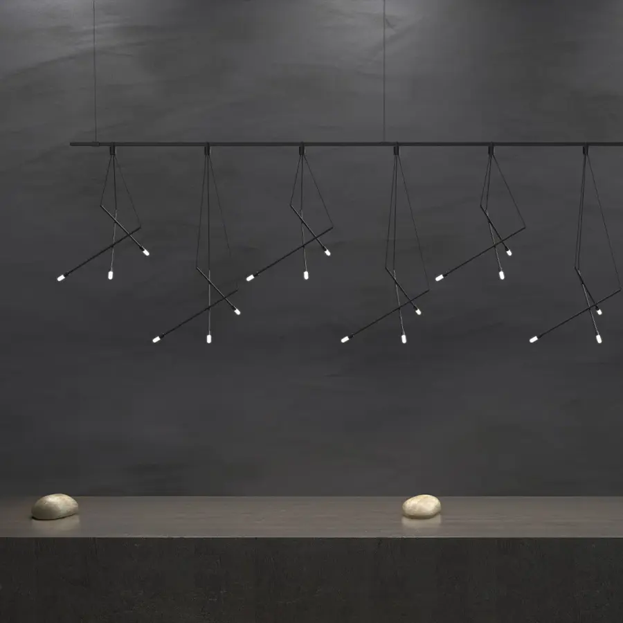 Suspenders 96" Linear Branch Chandelier with 9" + 18" Luminaires