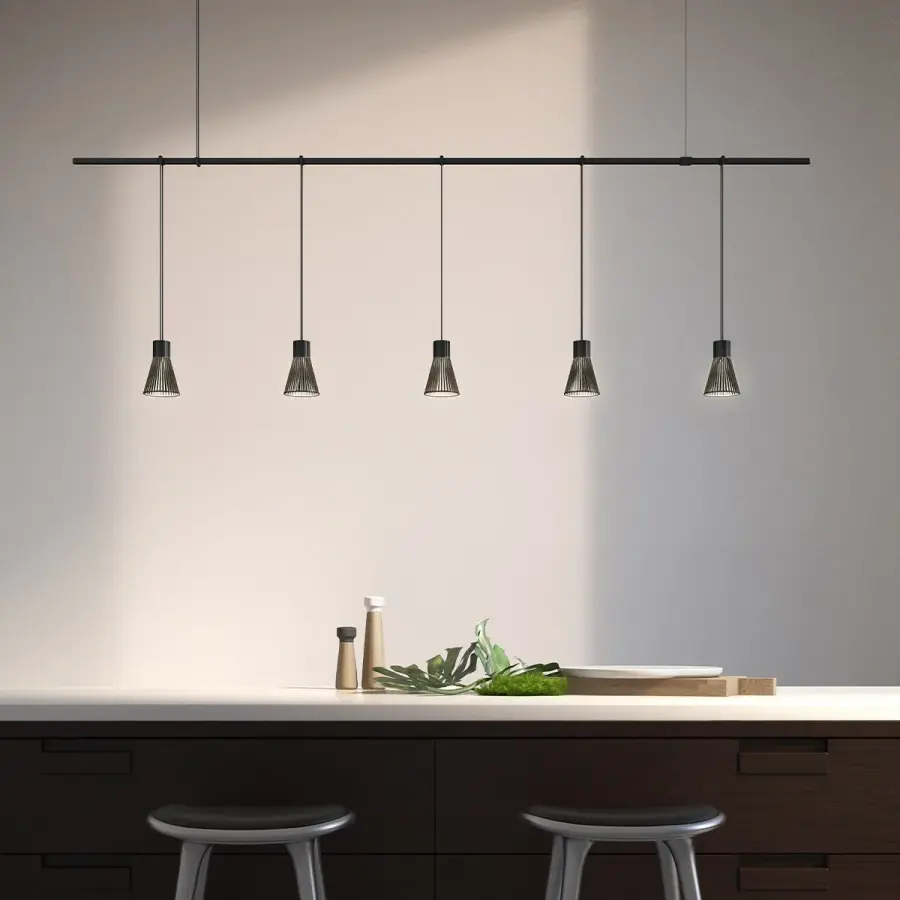 Suspenders 72" Linear Chandelier with Parasol Shades