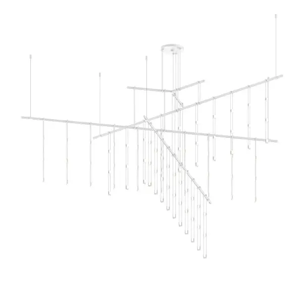 The Suspenders 4-Tier chandelier makes a bold architectural statement with its 6-foot linear design and cascading crystal ladder lights. Perfect for grand dining rooms, hotel lobbies, and commercial spaces requiring dramatic vertical impact.