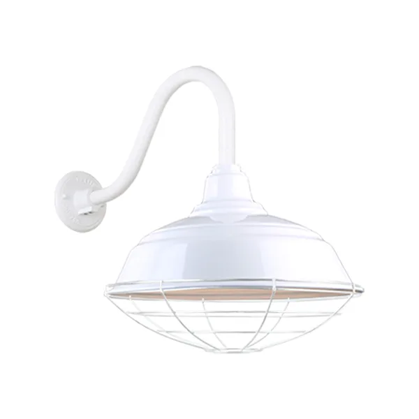 Warehouse Outdoor Gooseneck Wall Light in White
