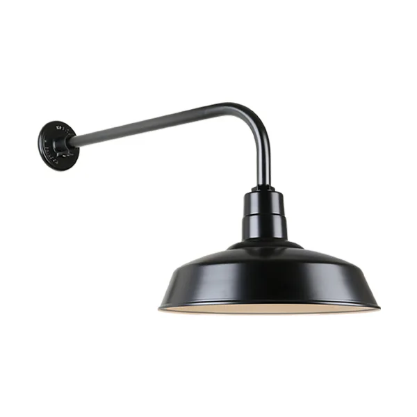 Warehouse One Light Outdoor Gooseneck Light in Black