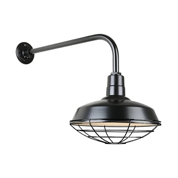 Warehouse One Light Outdoor Gooseneck Light in Black