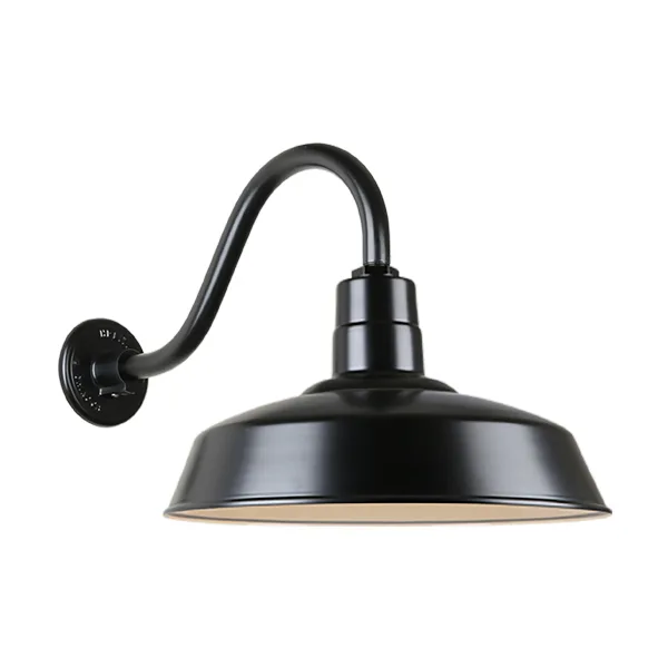Warehouse One Light Outdoor Gooseneck Light in Black