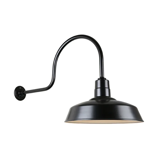 Warehouse 18" Outdoor Gooseneck Wall Light in Black