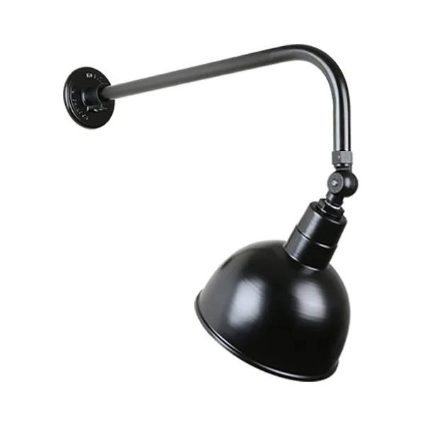 Deep Bowl Shade Outdoor Gooseneck Light in Black