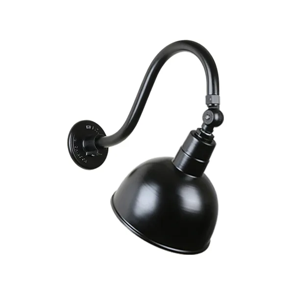 Deep Bowl Shade Outdoor Gooseneck Light in Black