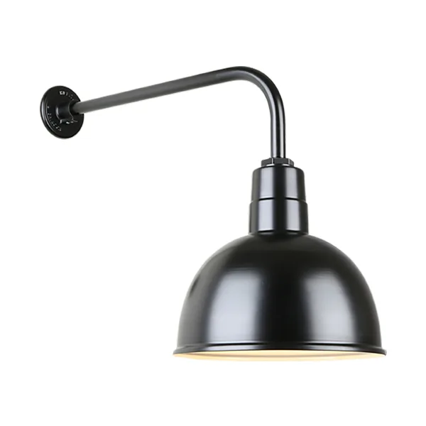 Deep Bowl Shade One Light Outdoor Gooseneck Light in Black